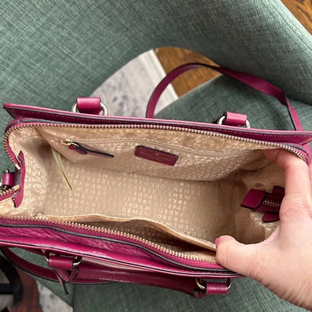 Kate Spade leather handle bag Fuchsia Pink Satchel crossbody purse EUC feminine - Picture 11 of 16